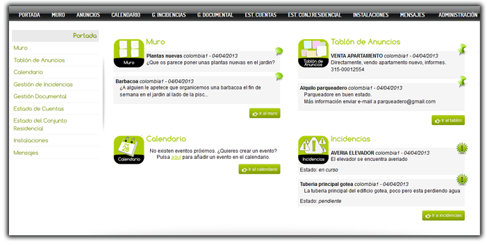 Portal de Propietarios del condominio